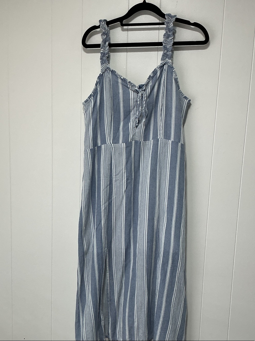 Blue & White Striped Sundress with Braided Straps